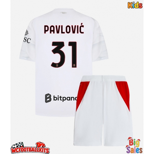 AC Milan Strahinja Pavlovic #31 Replica Away Stadium Kit for Kids 2026-27 Short Sleeve (+ pants)